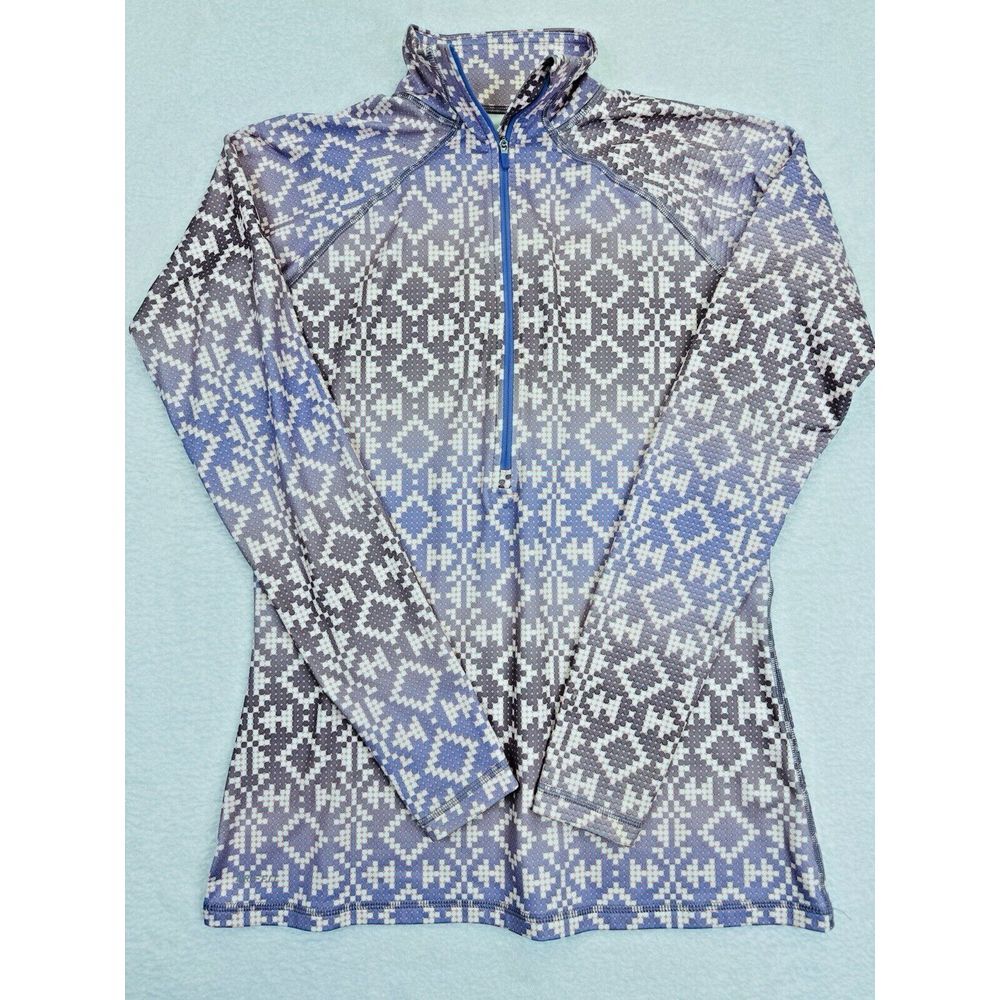 Nike Pro Aztec Purple 1/4 Zip Pullover Long Sleeve High Neck Thumb Holes size L.